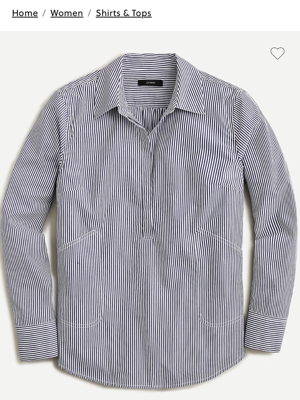 J. Crew Navy and White Vertical Stripe tunic Shirt